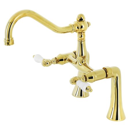 KINGSTON BRASS KS3232PL Deck Mount Clawfoot Tub Faucet, Polished Brass KS3232PL